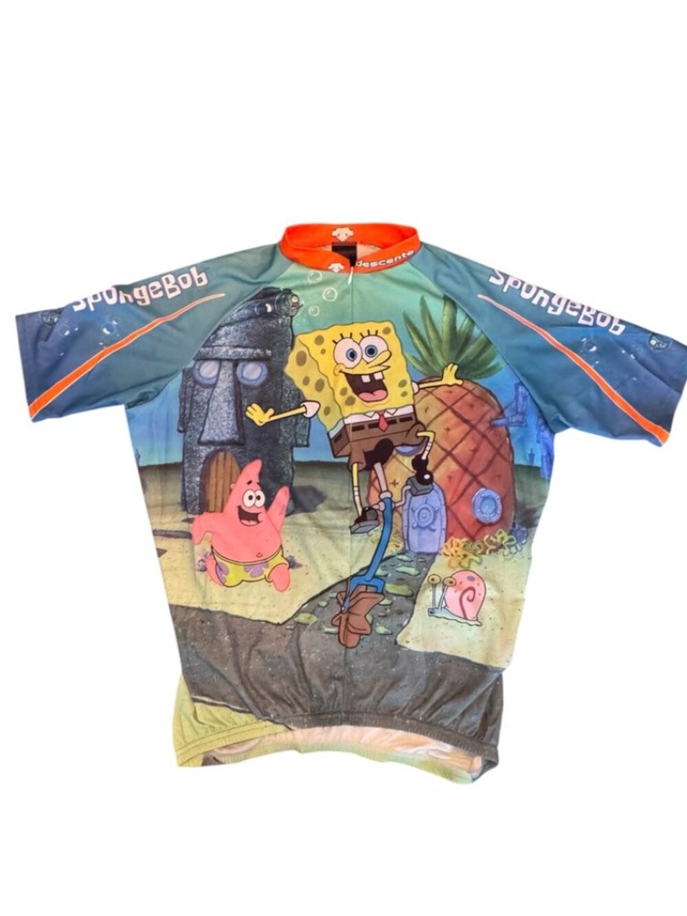 SpongeBob SquarePants Cycling Jersey Men’s L Descente Graphic Bike Shirt EUC
